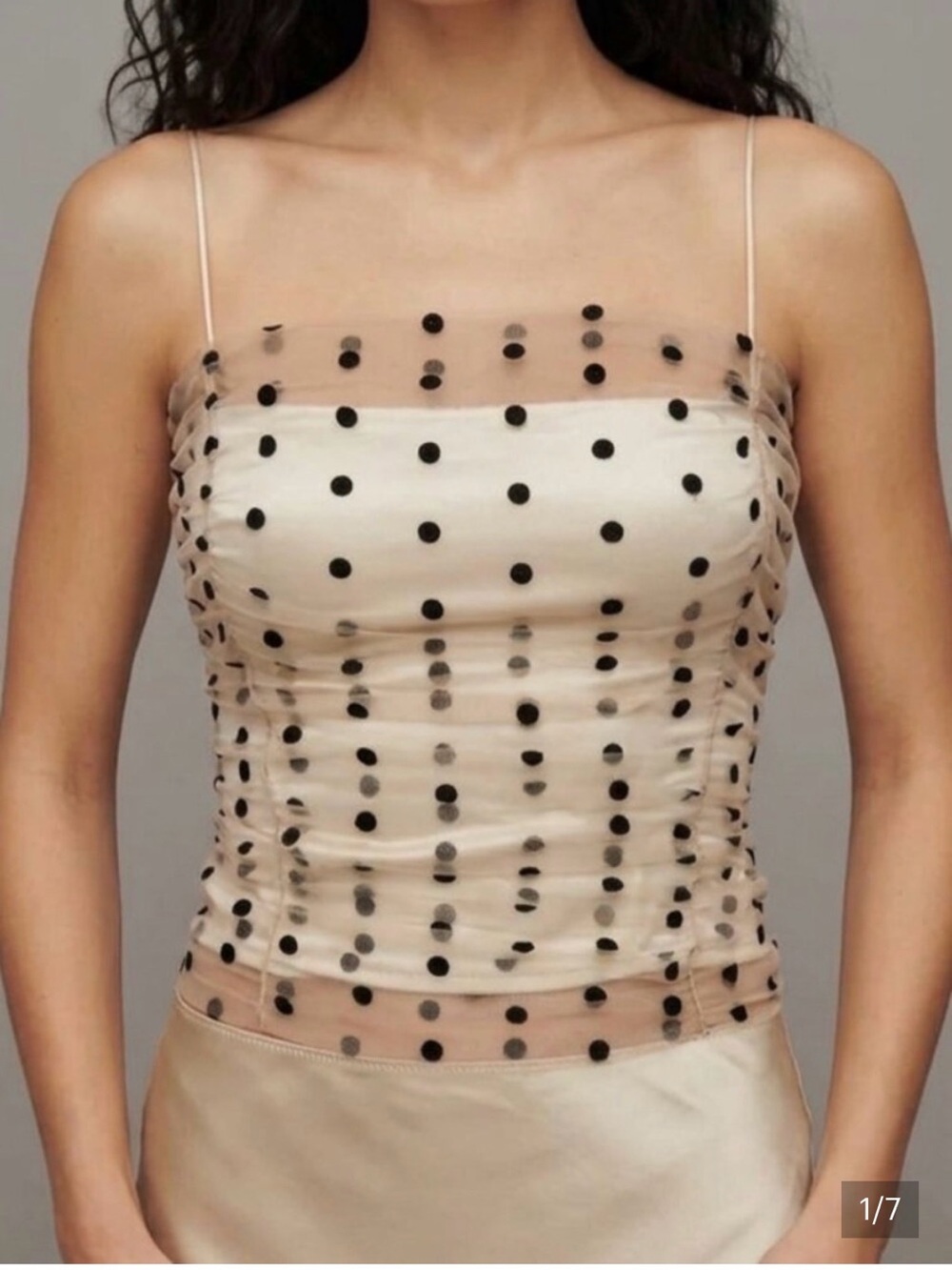 Reformation Beige Sheer Polka Dot Cowl Cami